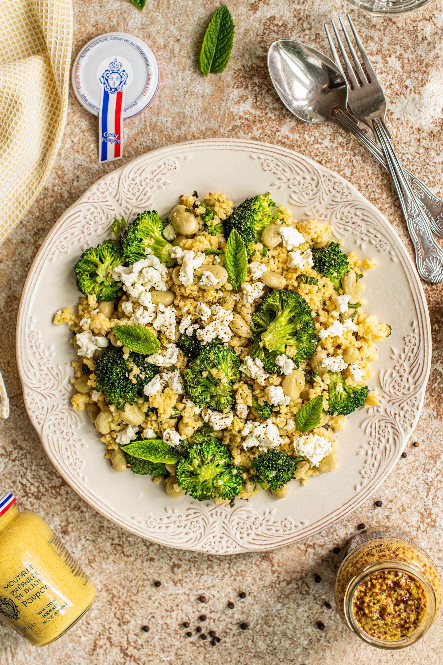 Millet, Broad Beans, Broccoli & Mint Salad with Mustard Dressing (serves 3)