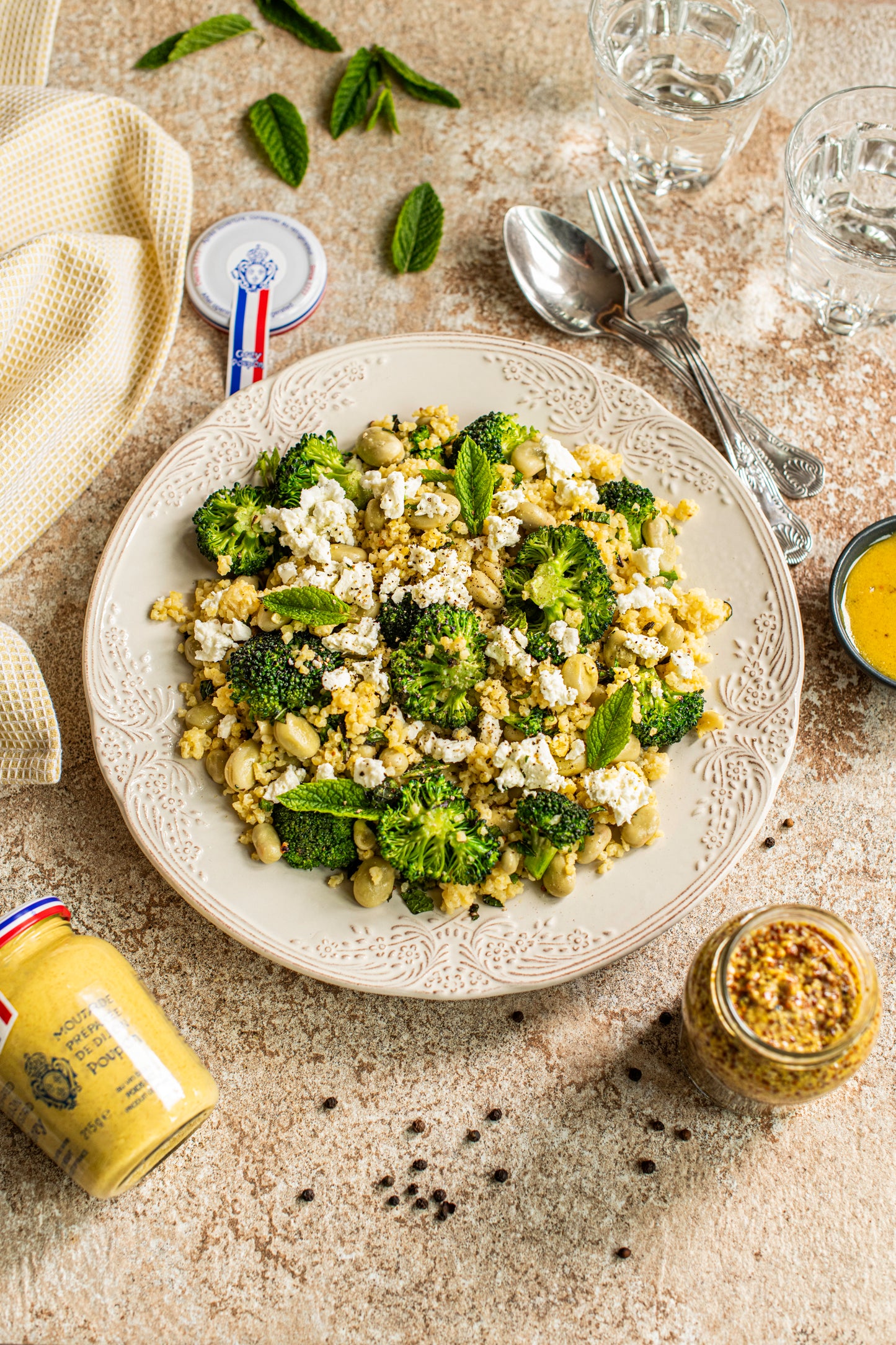 Millet, Broad Beans, Broccoli & Mint Salad with Mustard Dressing (serves 3)