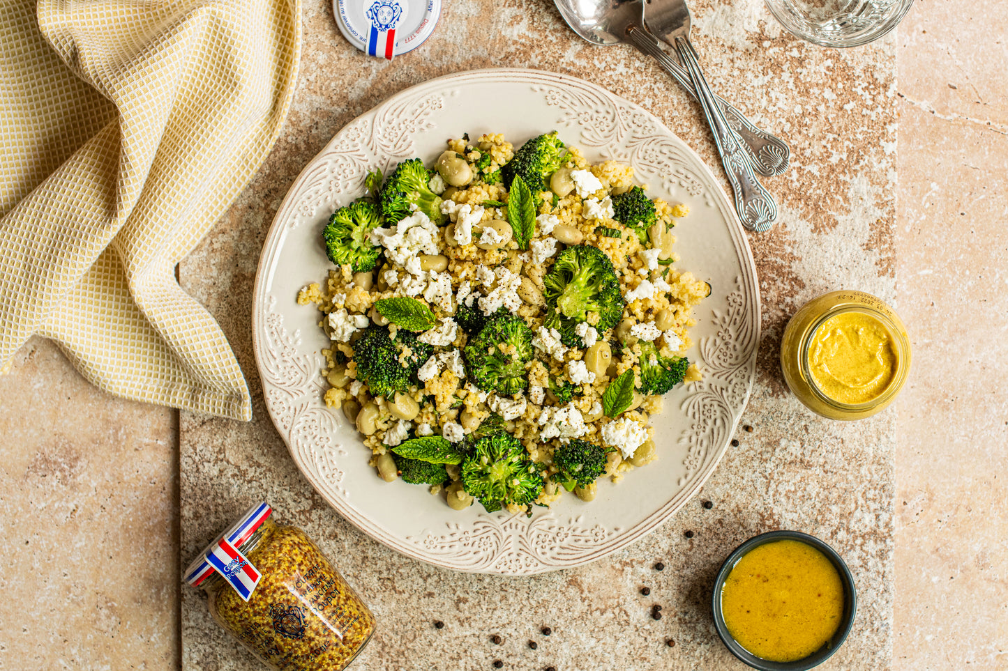 Millet, Broad Beans, Broccoli & Mint Salad with Mustard Dressing (serves 3)