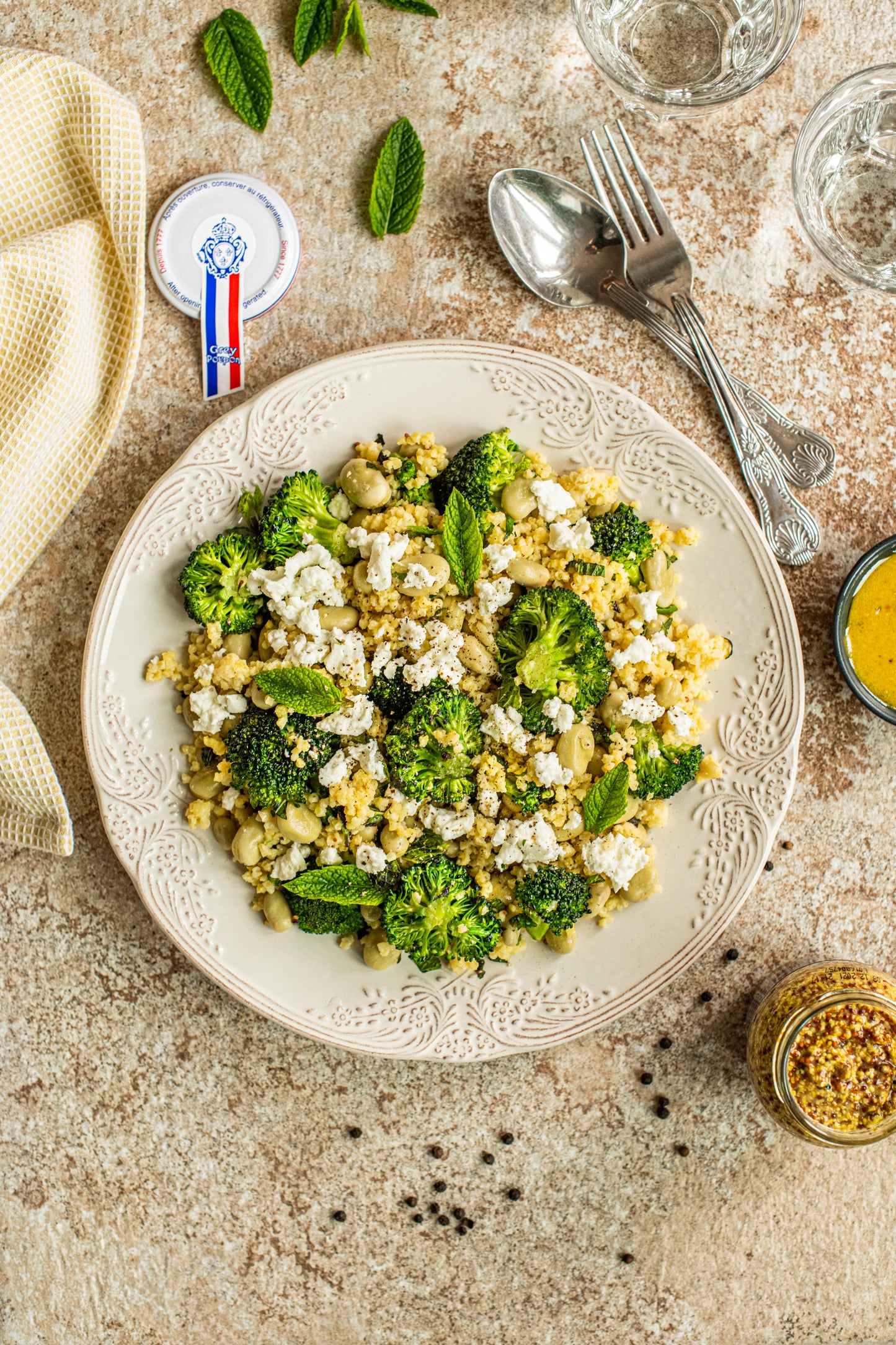 Millet, Broad Beans, Broccoli & Mint Salad with Mustard Dressing (serves 3)