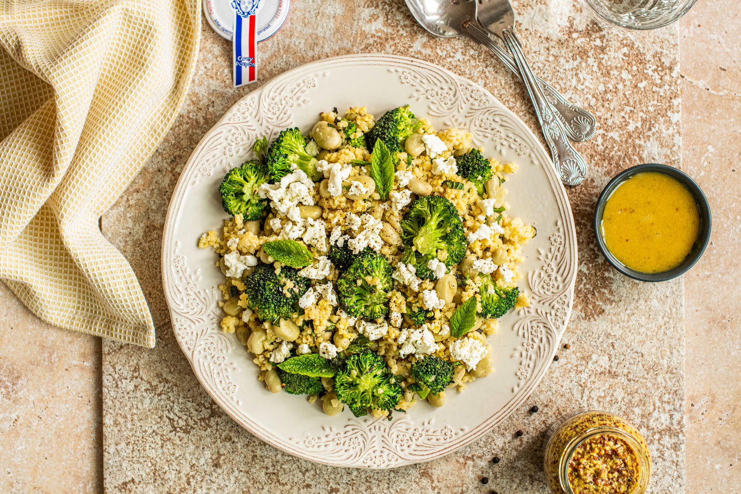 Millet, Broad Beans, Broccoli & Mint Salad with Mustard Dressing (serves 3)