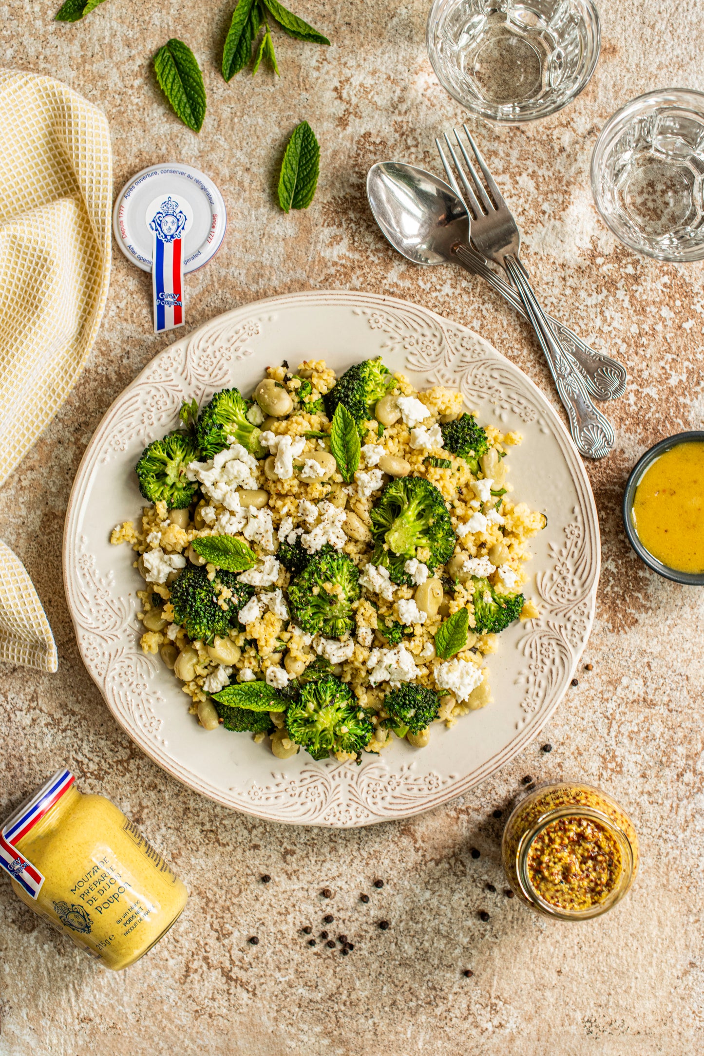 Millet, Broad Beans, Broccoli & Mint Salad with Mustard Dressing (serves 3)